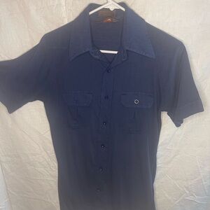 Men's VINTAGE Navy Blue Short Sleeve Shirt